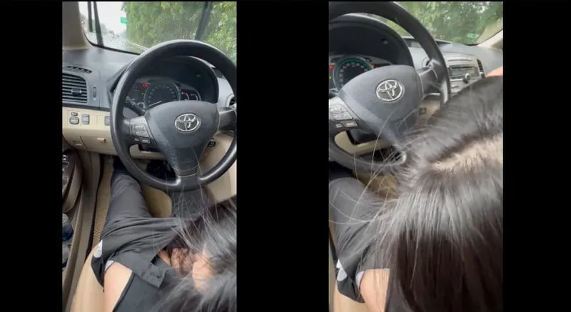 Người yêu mưa thích mút bú trên xe ô tô
